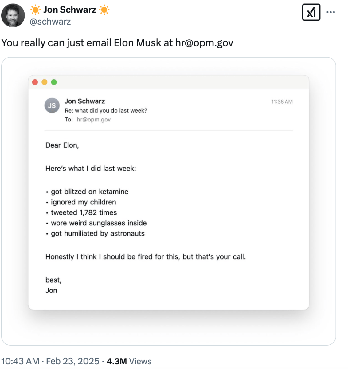 Screenshot of X Tweet