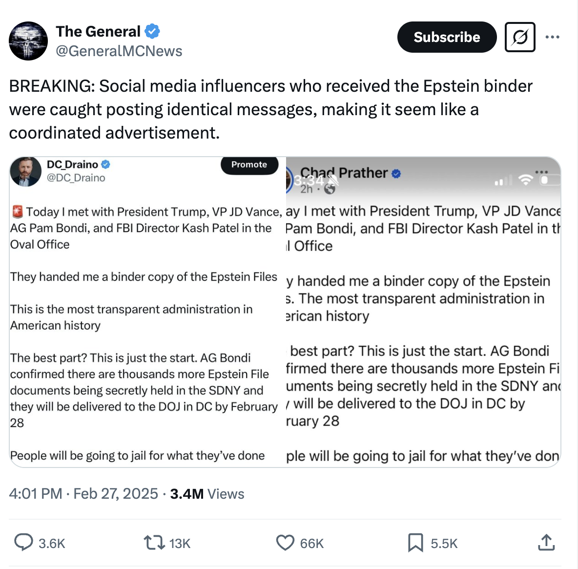 Rogan O'Handley and Chad Prather statements on the Epstein files