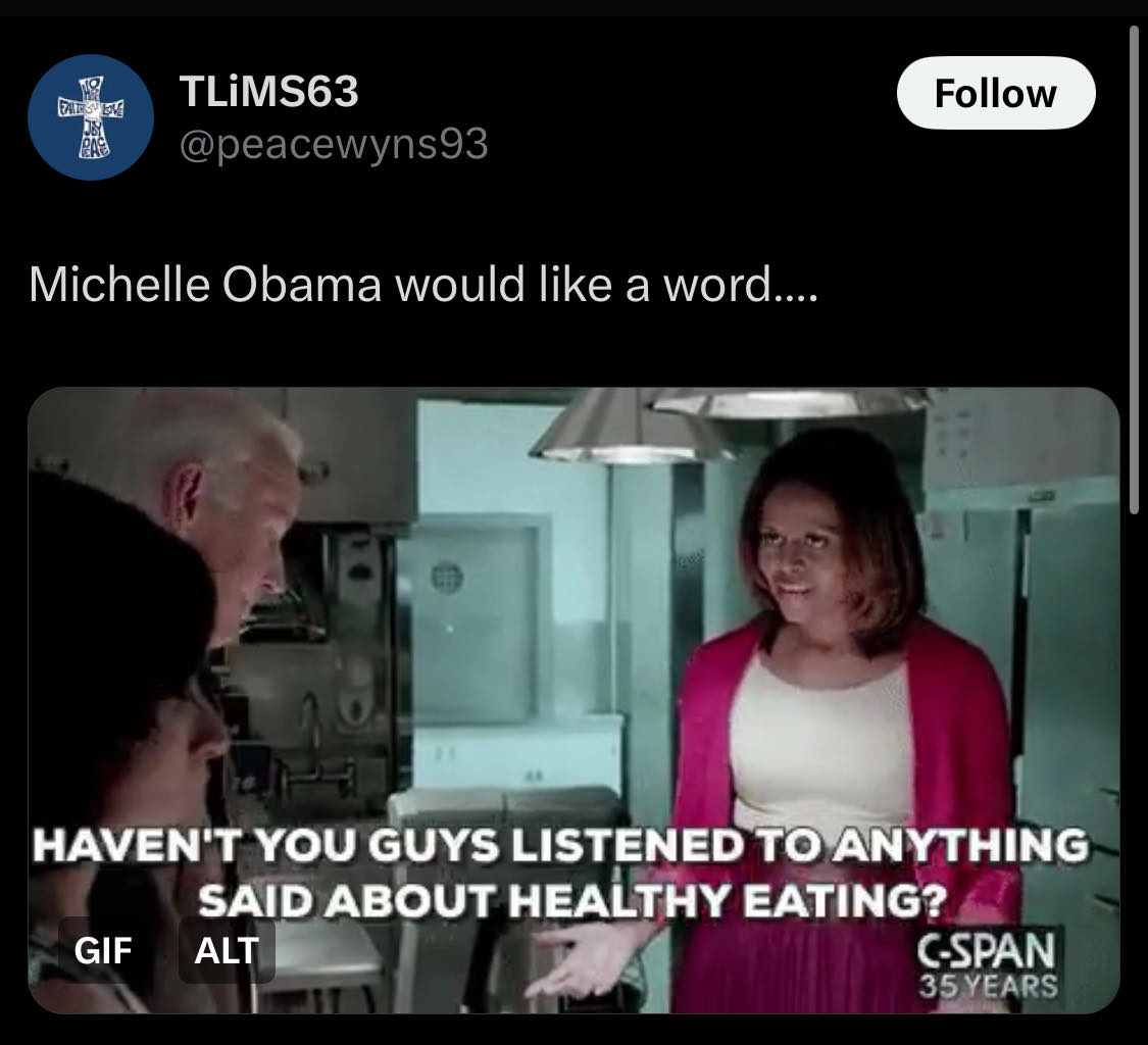X post about Michelle Obama's health initatives