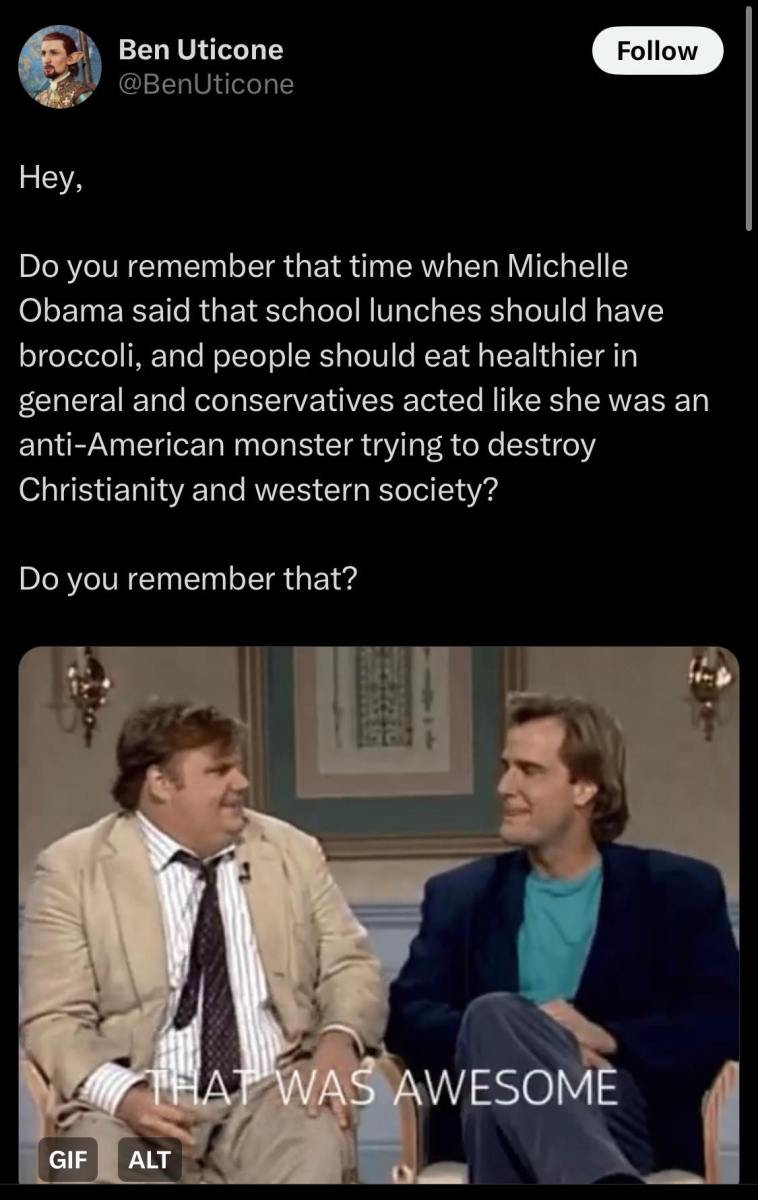 X post about Michelle Obama's health initatives