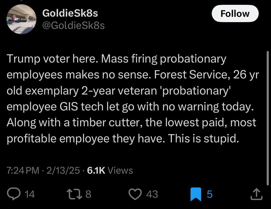 X post from fired pro-Trumper