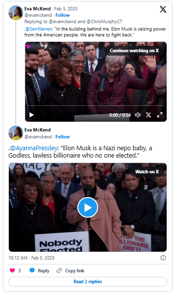 Elon Musk is brutally destroyed by a Democratic Congresswoman among DOGE protests