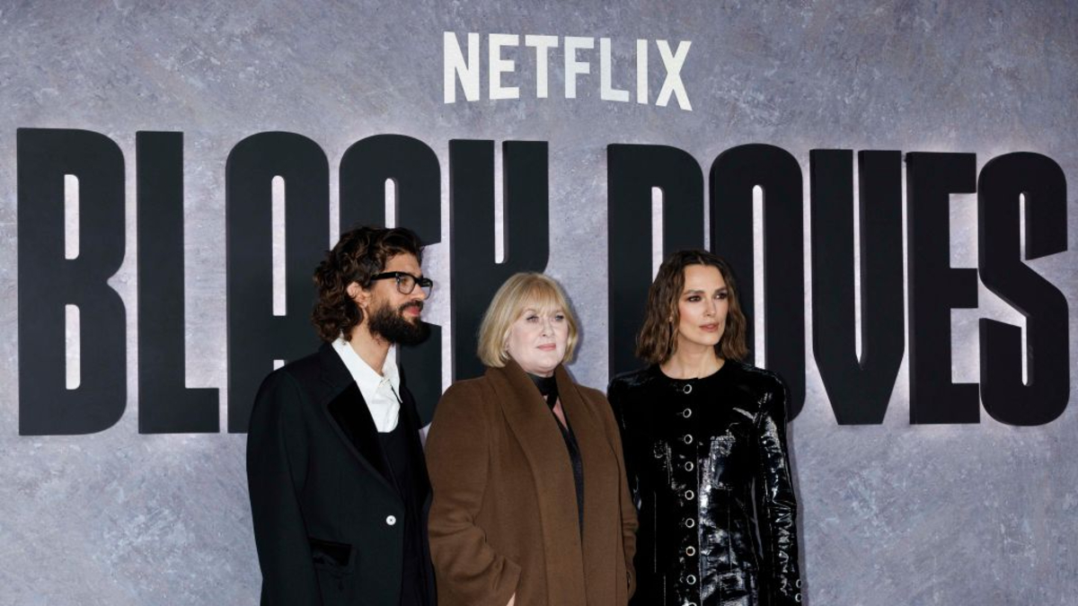 (L to R) Ben Whishaw, Sarah Lanchashire,Keira Knightley attend the "Black Doves" Season One World Premiere at the BFI Southbank on December 3, 2024 in London, England.