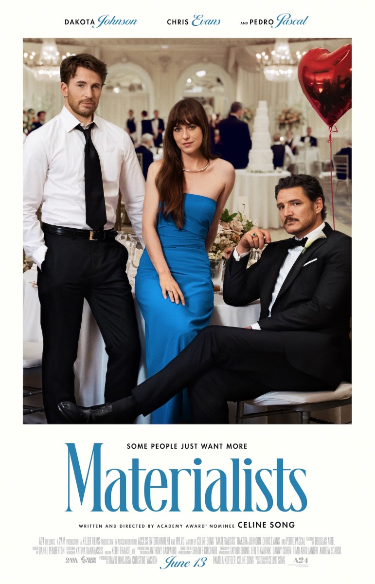 pedro pascal chris evans and dakota johnson in a poster