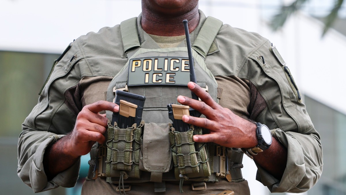 A U.S. Immigration and Customs Enforcement (ICE) officer