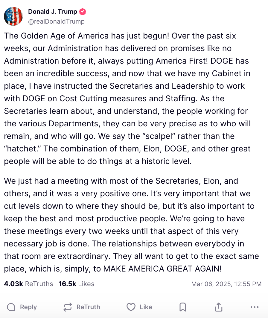 Donald Trump Truth Social Post
