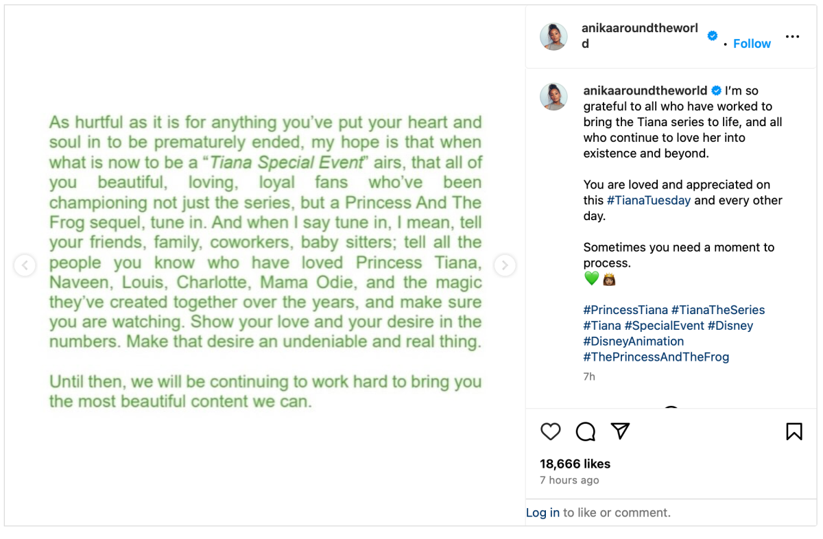 Anika Noni Rose's statement on the Tiana series part 2
