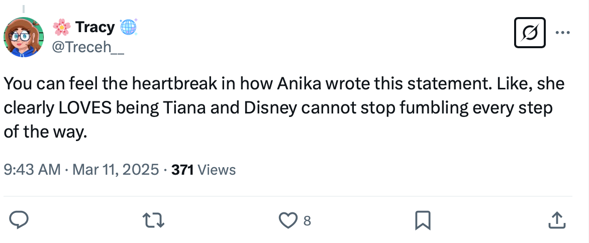 X post about Tiana