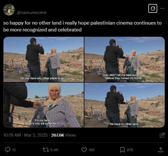 No Other Land wins an Oscar Award, social media celebrates