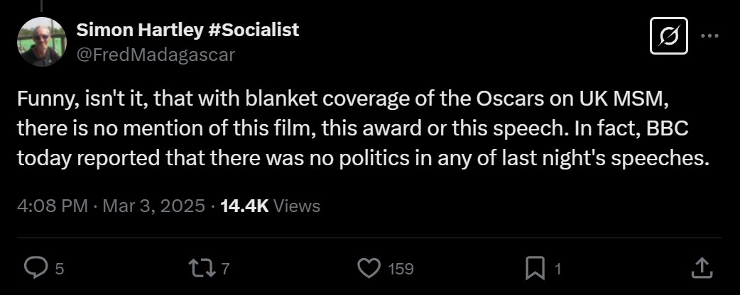 Social media users criticize lack of coverage over No Other Land