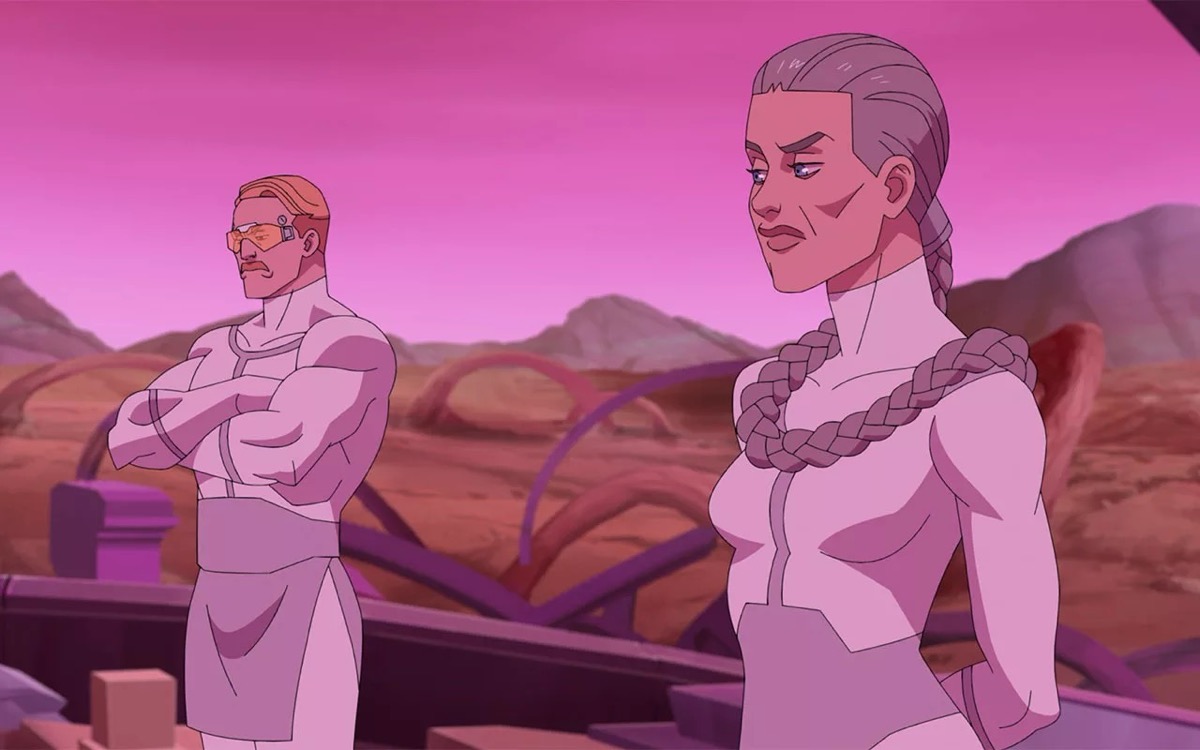 A warrior woman gives bombastic side eye to a younger warrior in "Invincible"