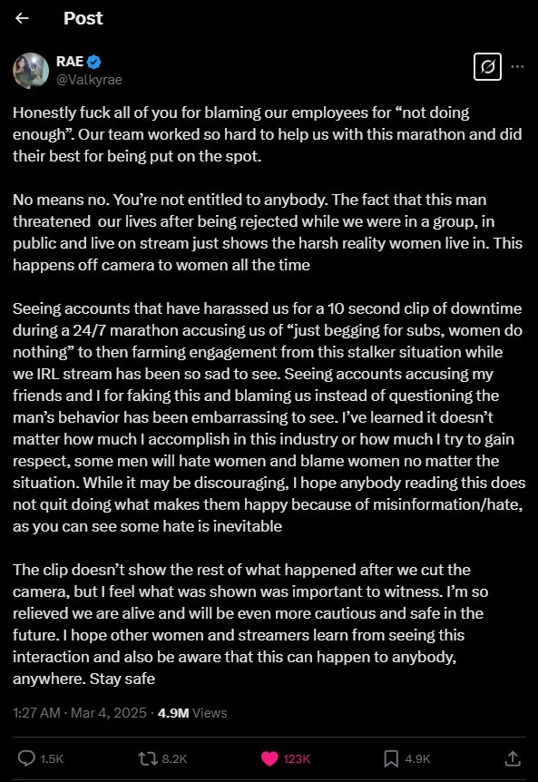 Valkyrae reacts to being stream sniped on X