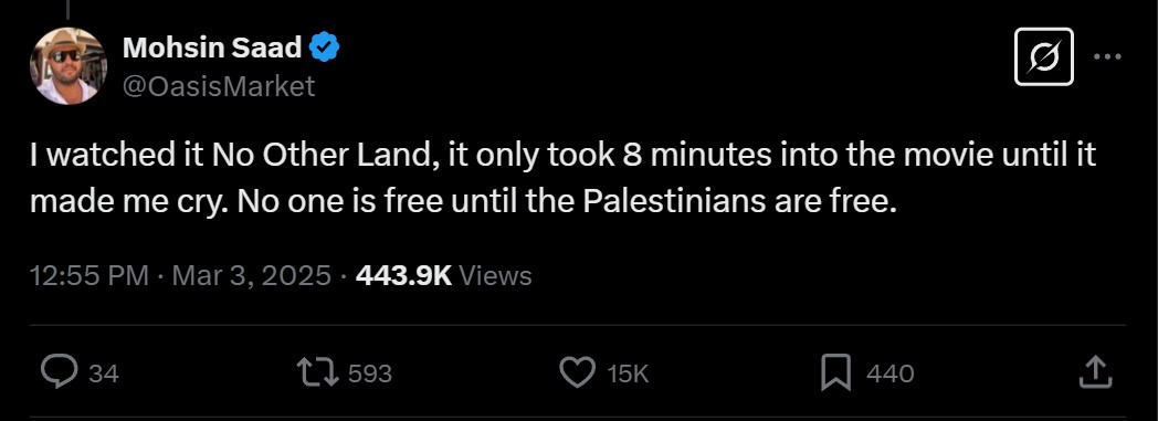 No Other Land wins an Oscar Award