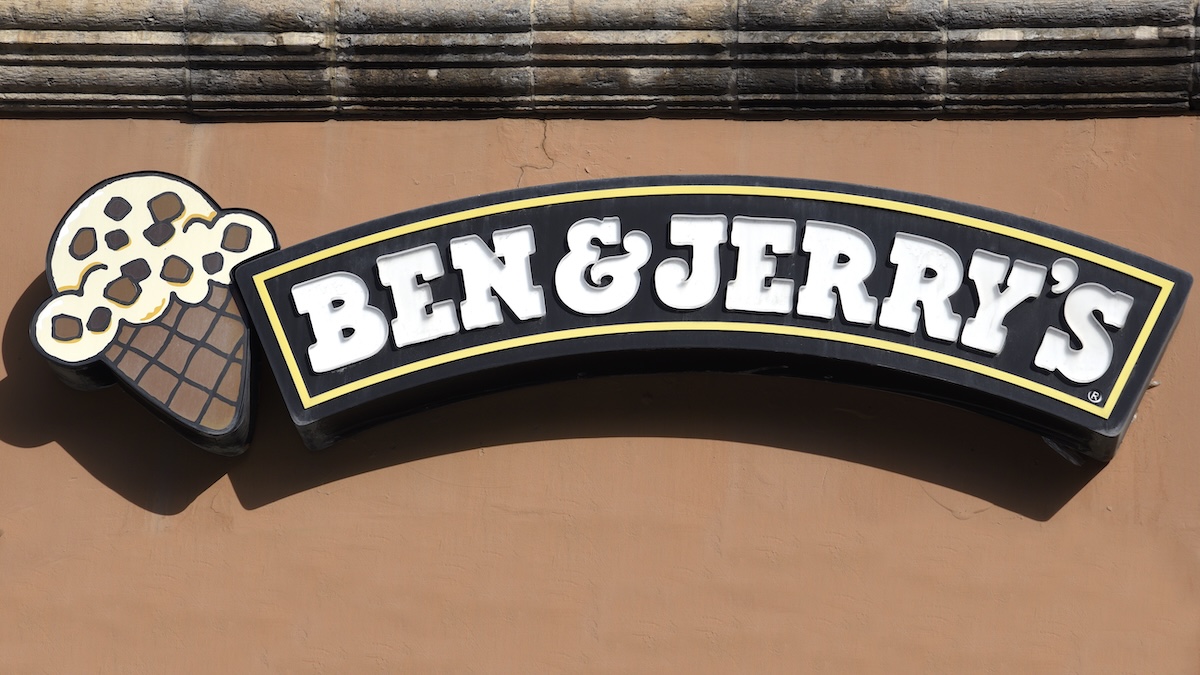 ben & jerry's logo on a brown wall