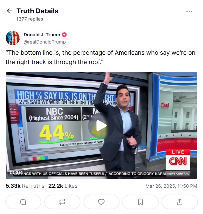 Trump social media team boasts Trump's approval rating.