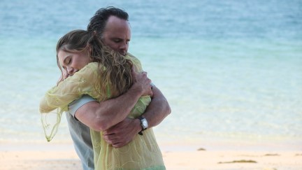 walton goggins and aimee lou wood hugging