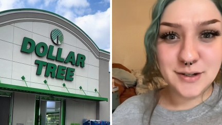 Dollar Tree Store Front(l) Dollar Tree Manager shares what type of music her co worker played(r)