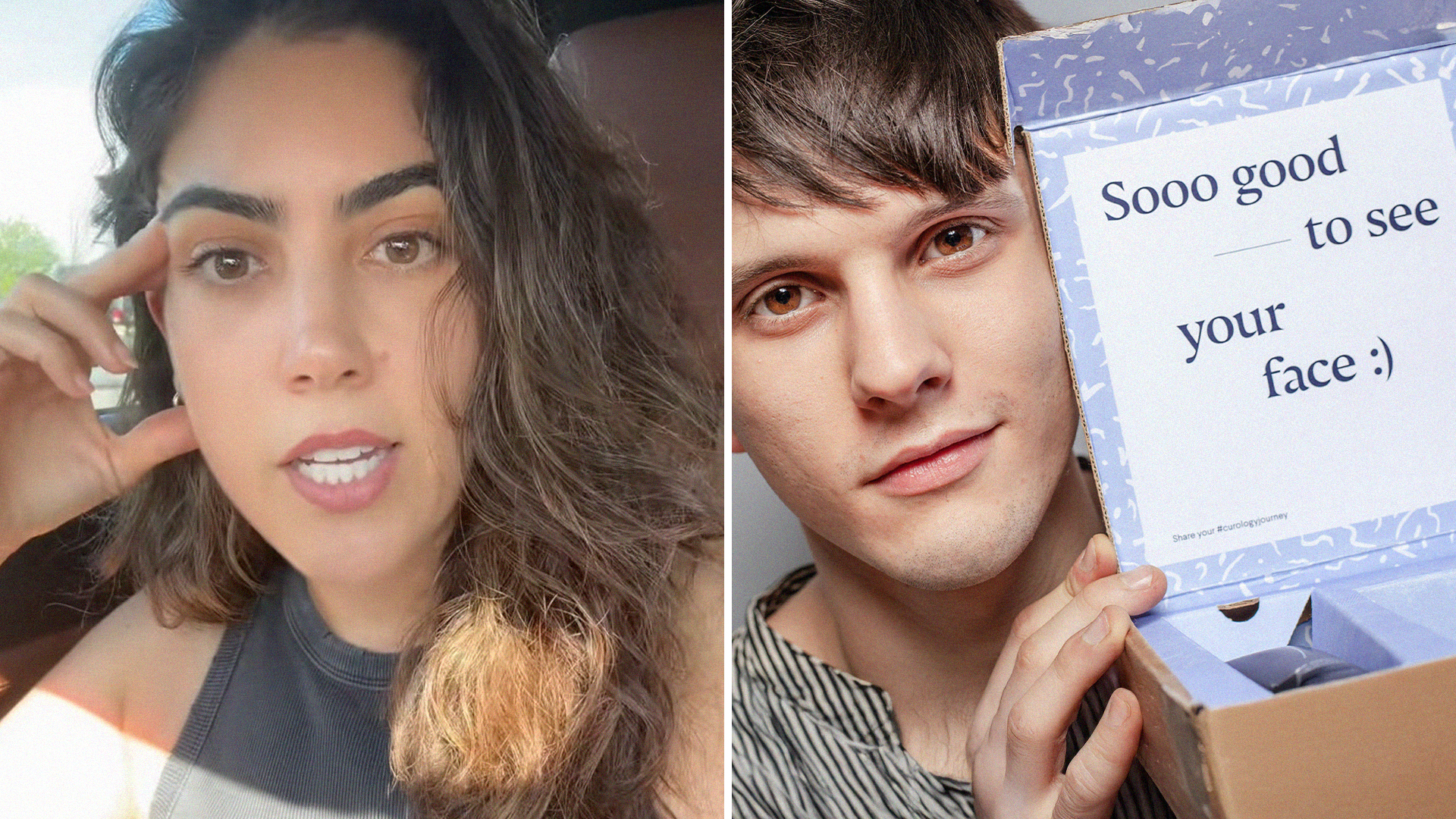 Lowe's shopper explains what a man told her as a compliment(l) Man holding up box that shows a compliment(r)