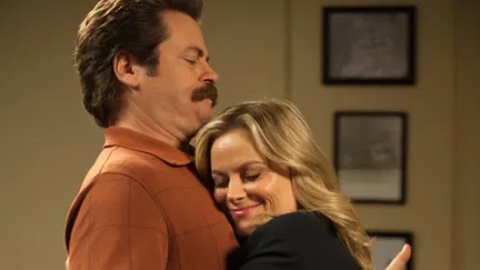 ron swanson hugging leslie knope
