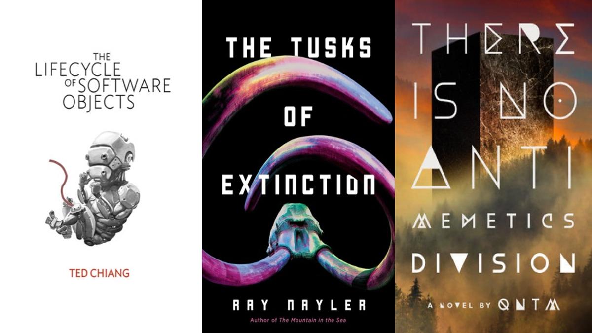 Cover art for three short sci-fi books