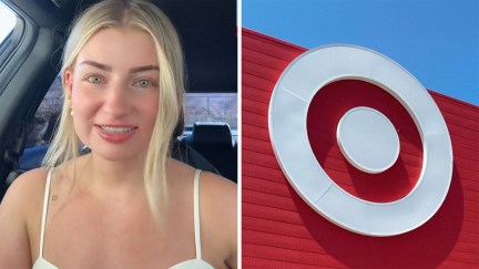Woman shares strange encounter at Target(l) close up Target Store Logo on building (r)
