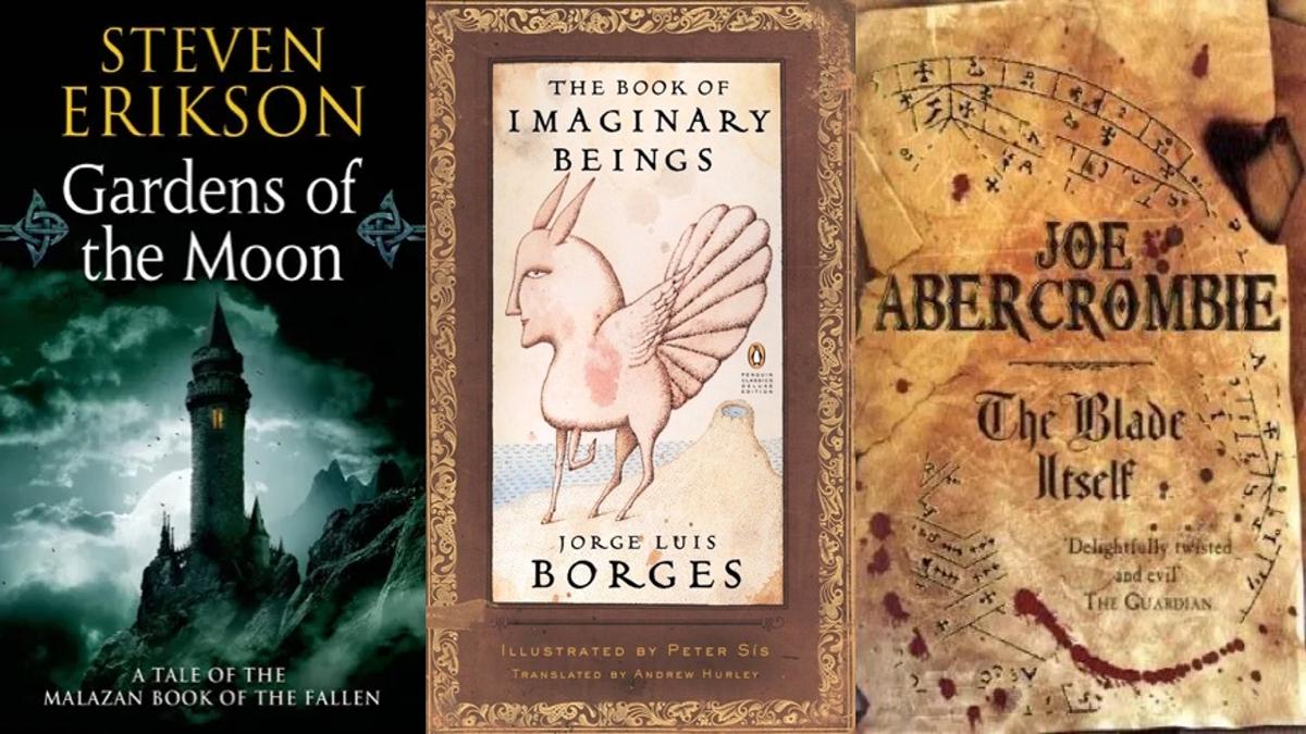 Cover art for three books like "The Witcher"