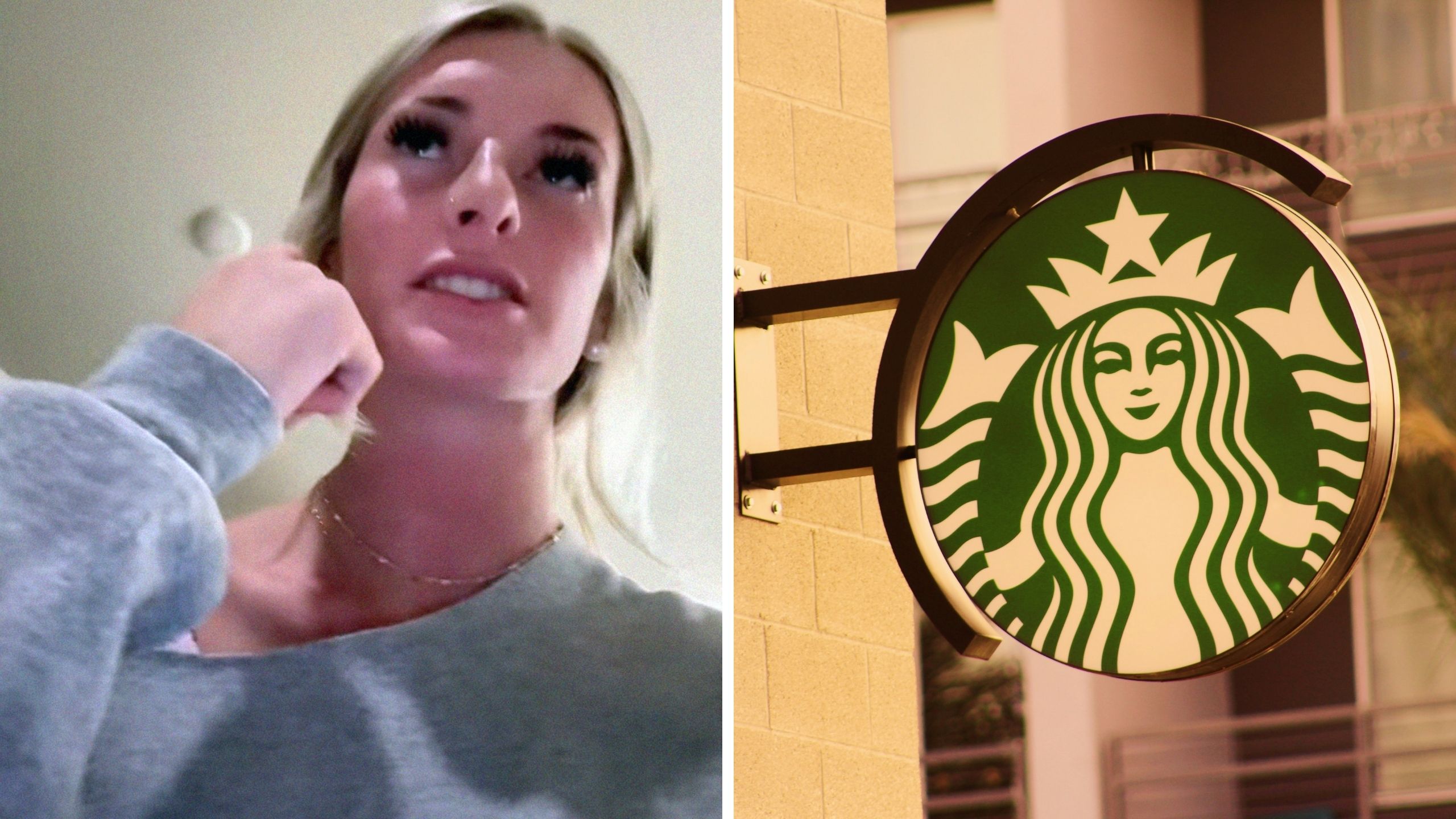 woman shares how she catches boyfriend cheating (l) Starbucks logo (r)