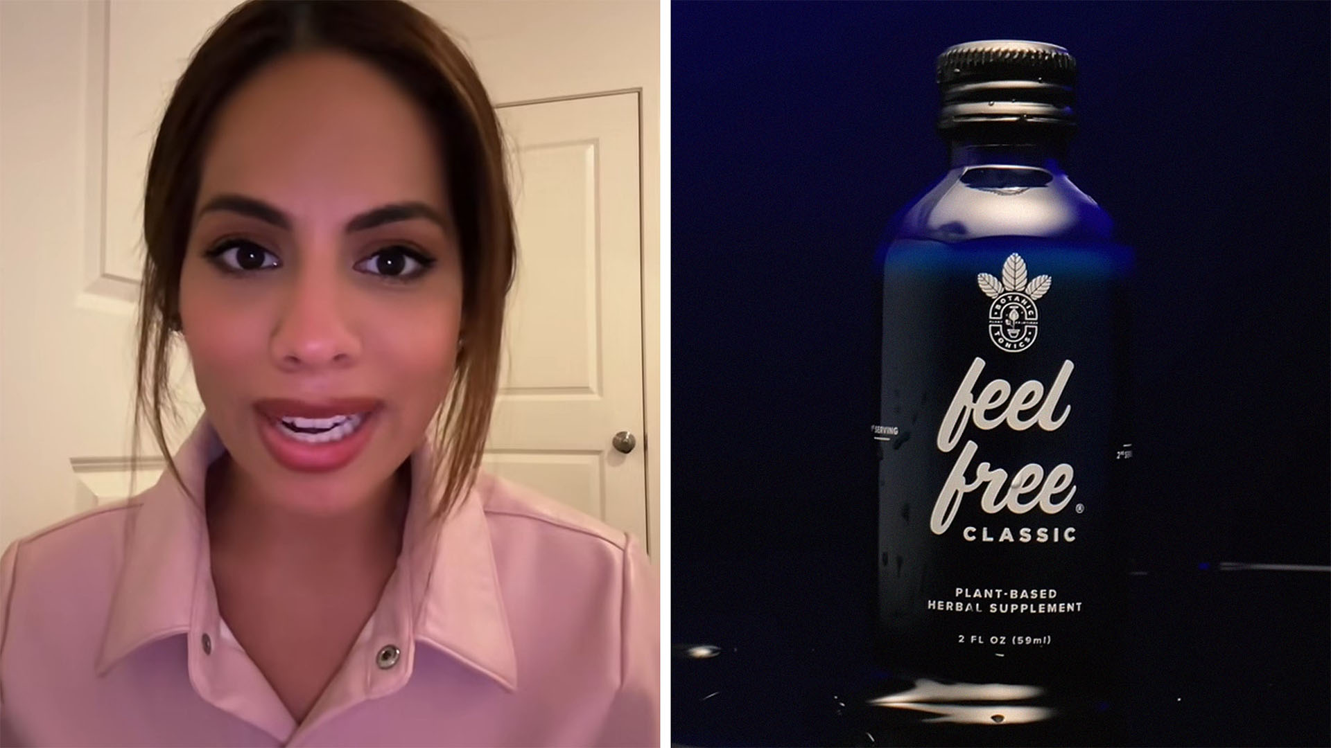 Woman shares warning given to her about Feel Free Drink(l) Feel Free Bottle(r)