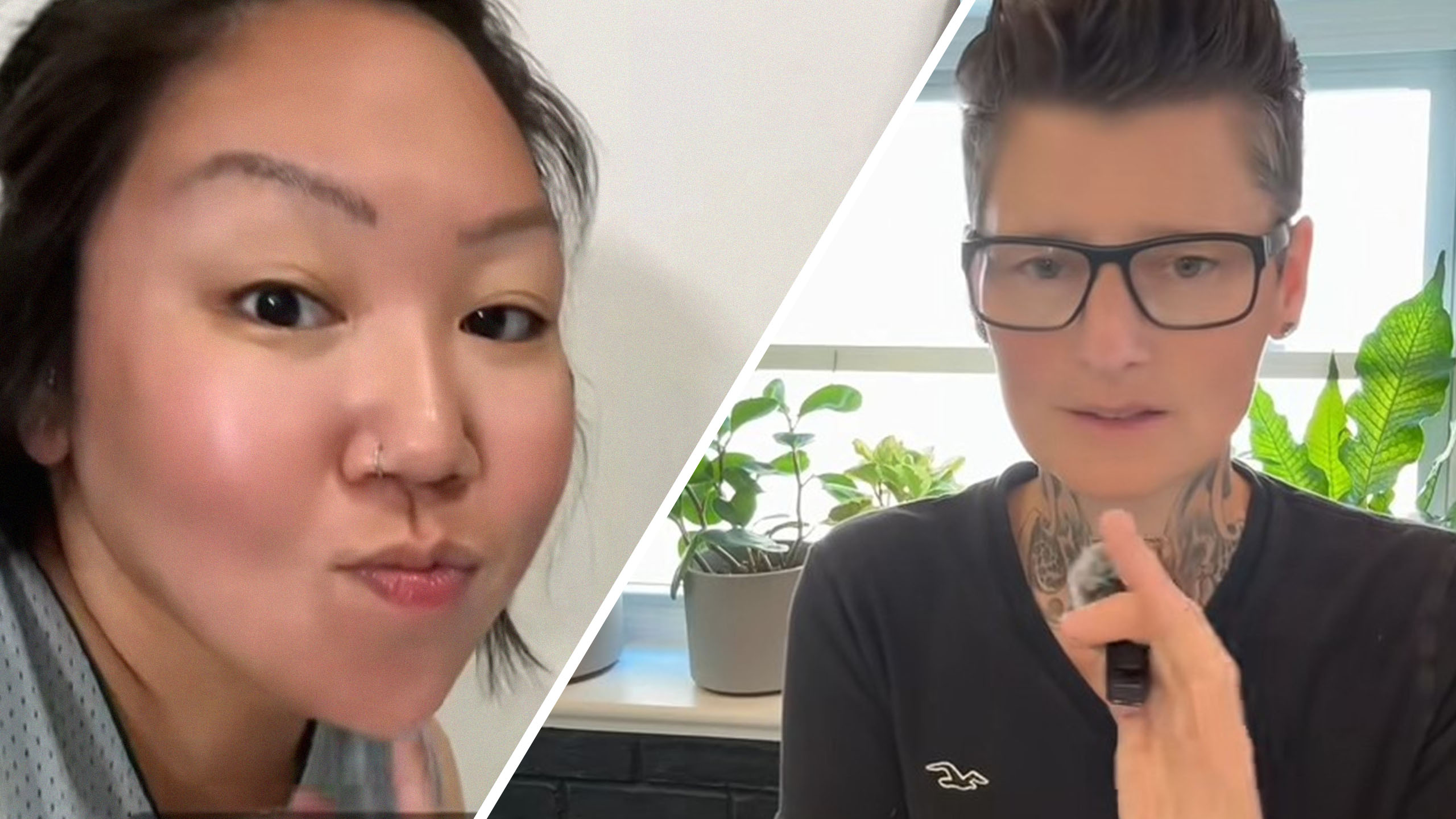 Woman learning about the heavy option in washing machine (l) Laundry expert explaining options on washer