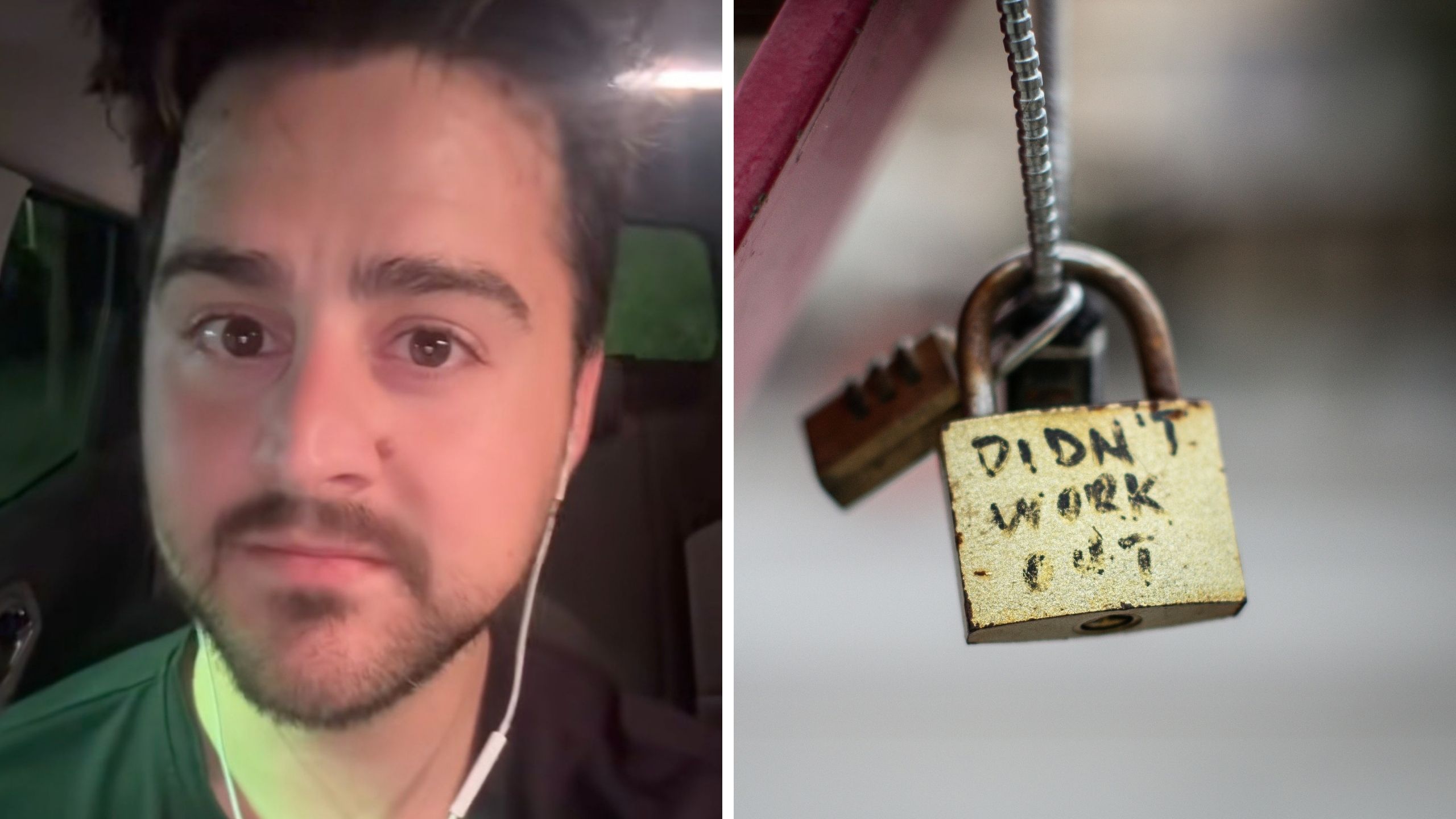 man talks about mold in homes (l) padlock (r)