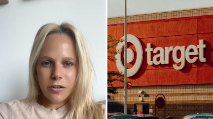 woman says why she got band from target online (l) Target logo (r)
