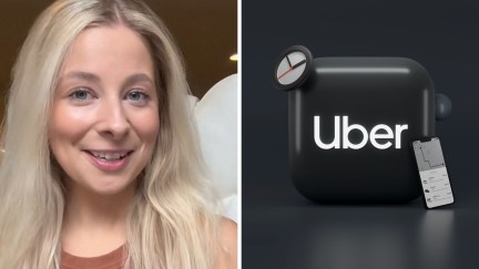 woman shares how her date did something on an uber(l) 3D uber icon(r)