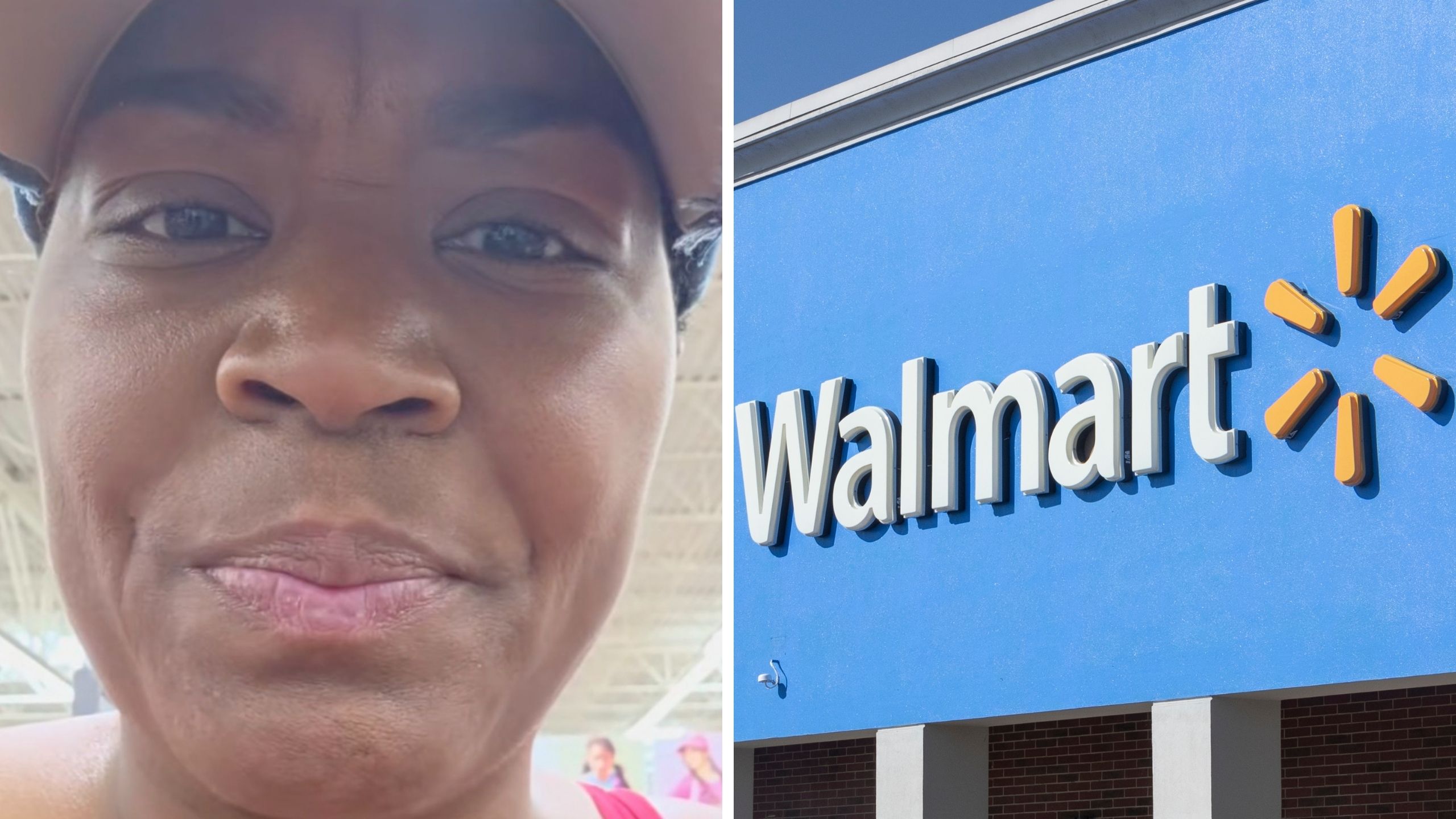 woman shares her walmart experience (l) walmart logo (r)