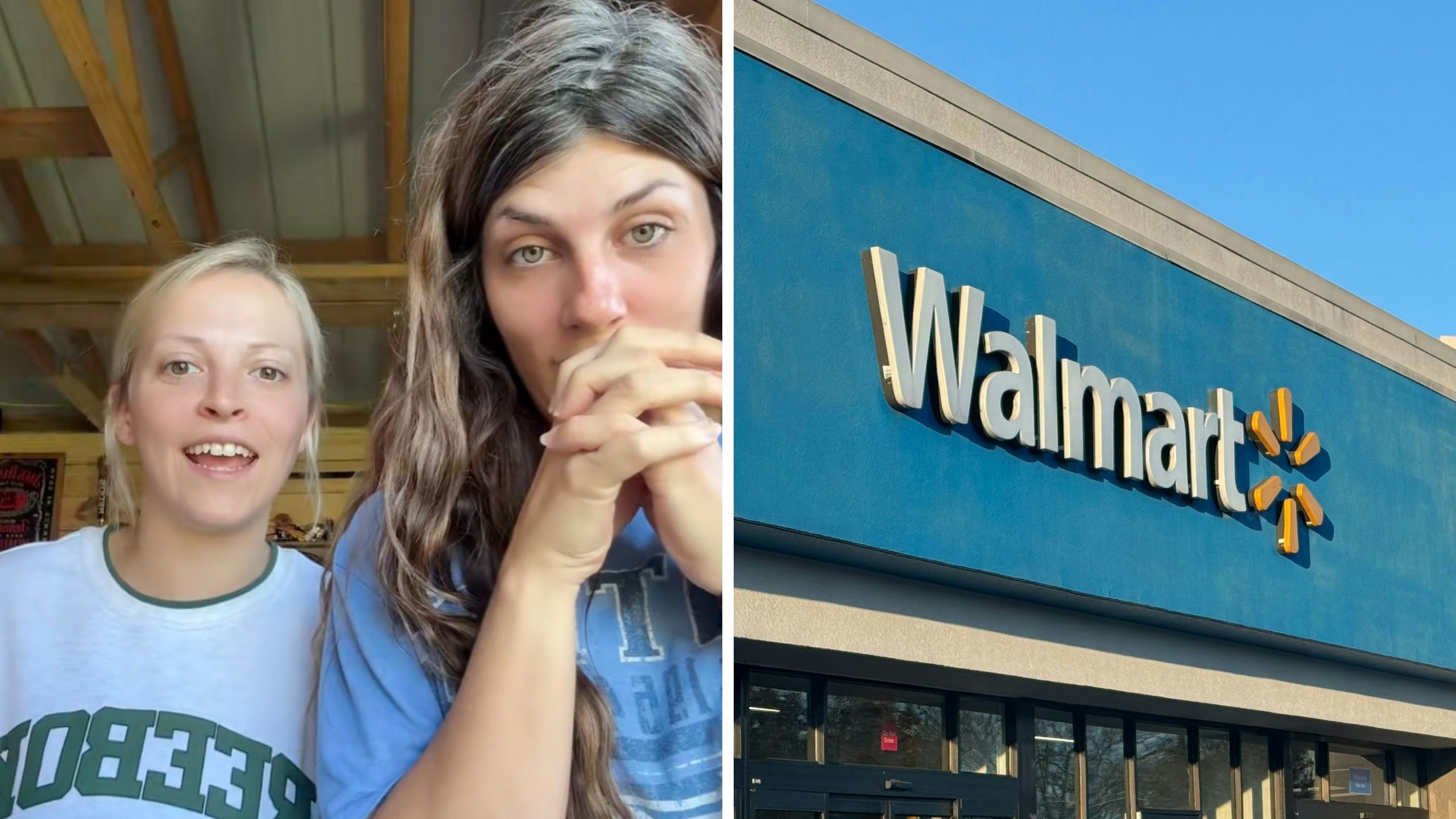 two woman sharing their Roku TV experience (l) walmart logo (r)