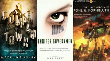 Cover art for sci-fi books with corporate villains