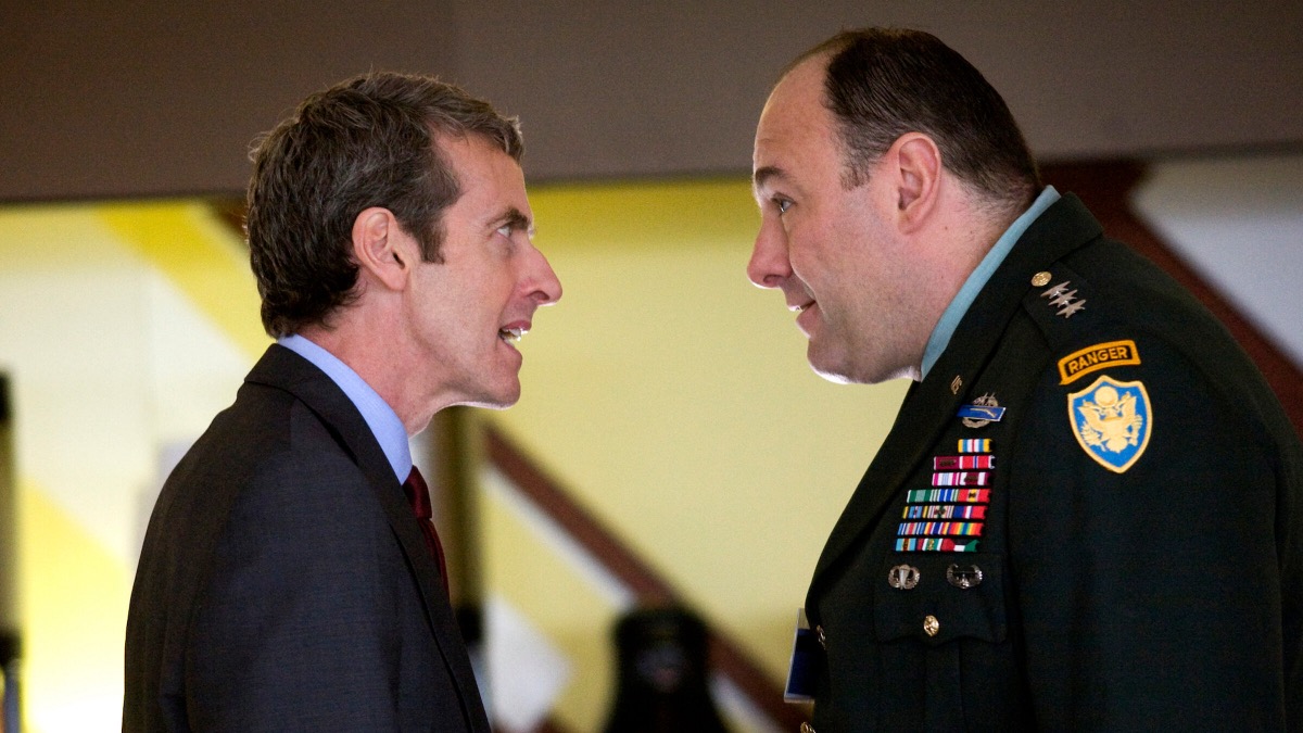 Two men yell at each other in "In The Loop"