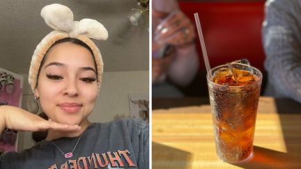 woman shares work tricks (l) soda (r)