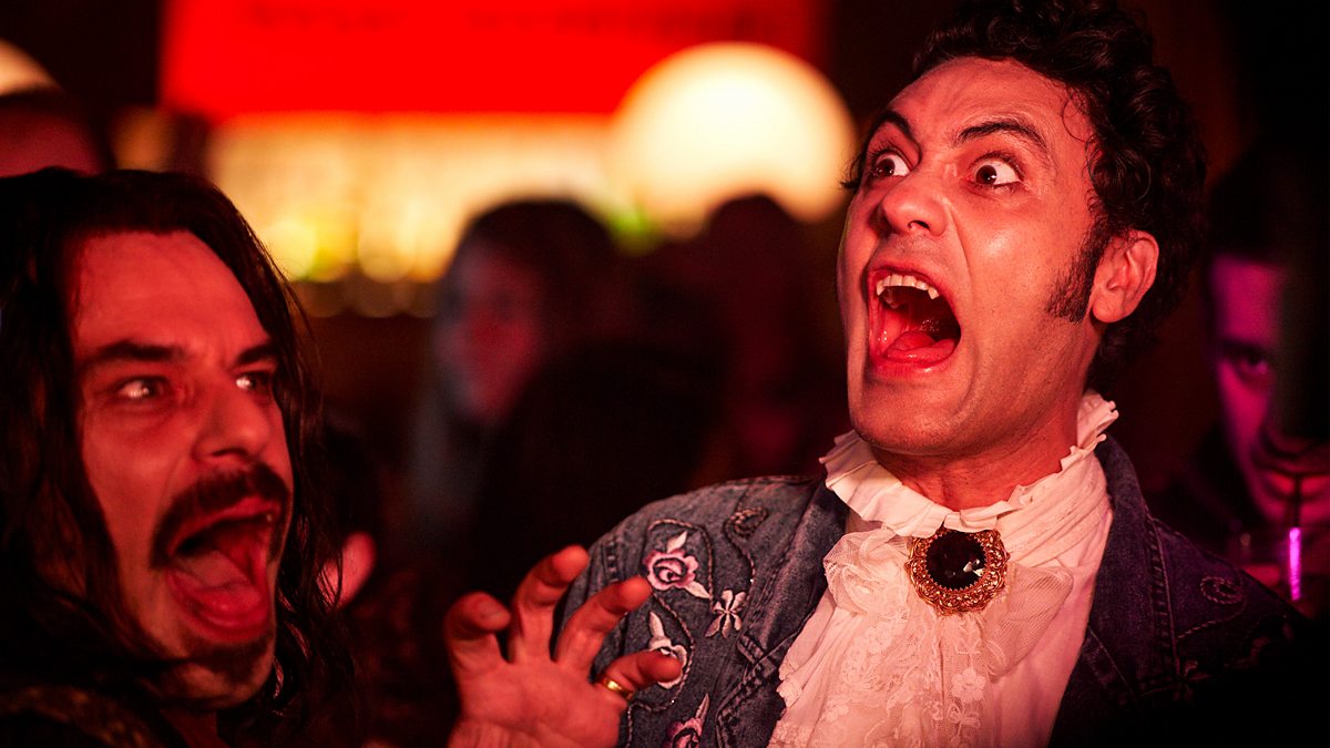 Vampires hiss in "What We Do In The Shadows"