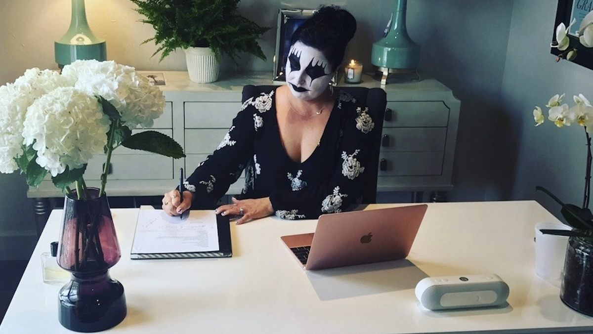 woman sitting at a desk