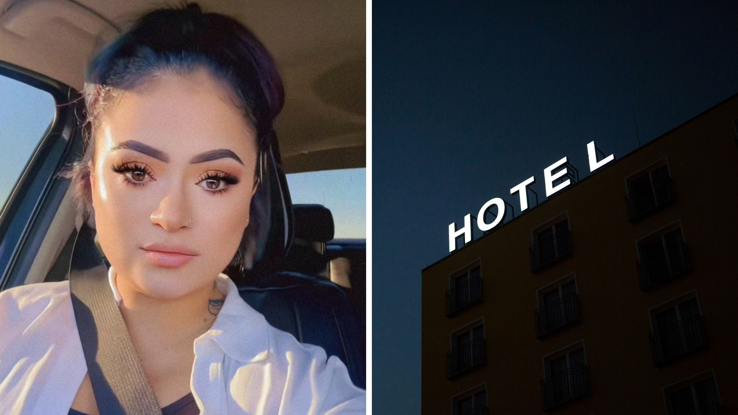 woman shares how she caught her husband cheating (l) hotel (r)