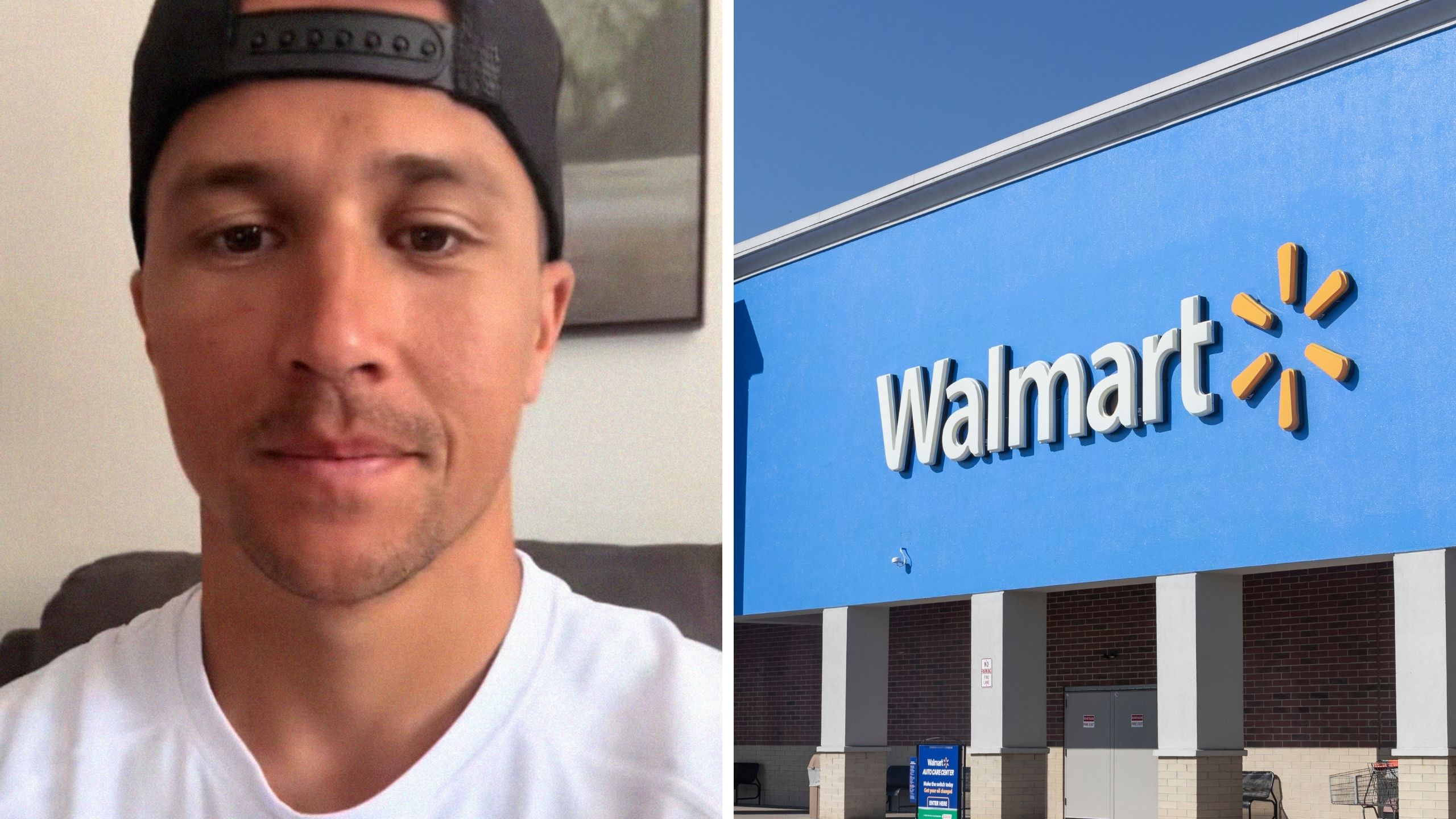 man shares his walmart experience (l) walmart logo (r)