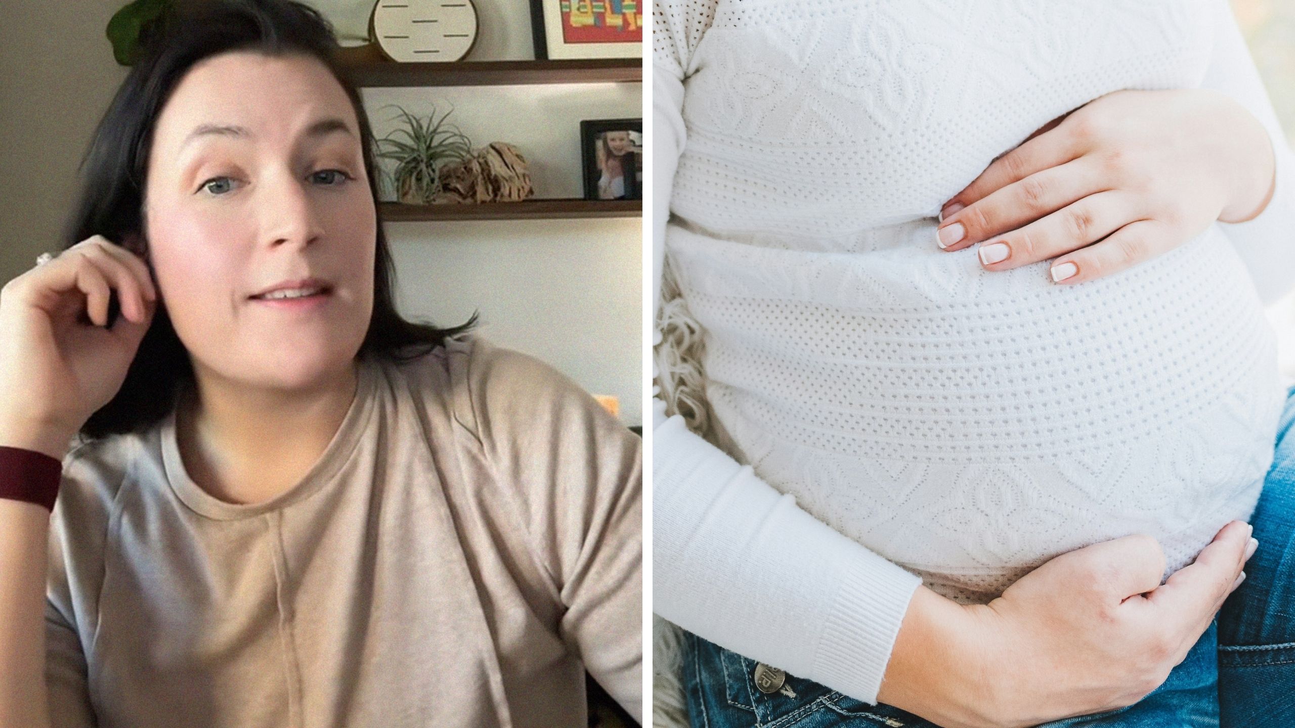 woman who got fired for having her baby (l) pregnant woman (r)