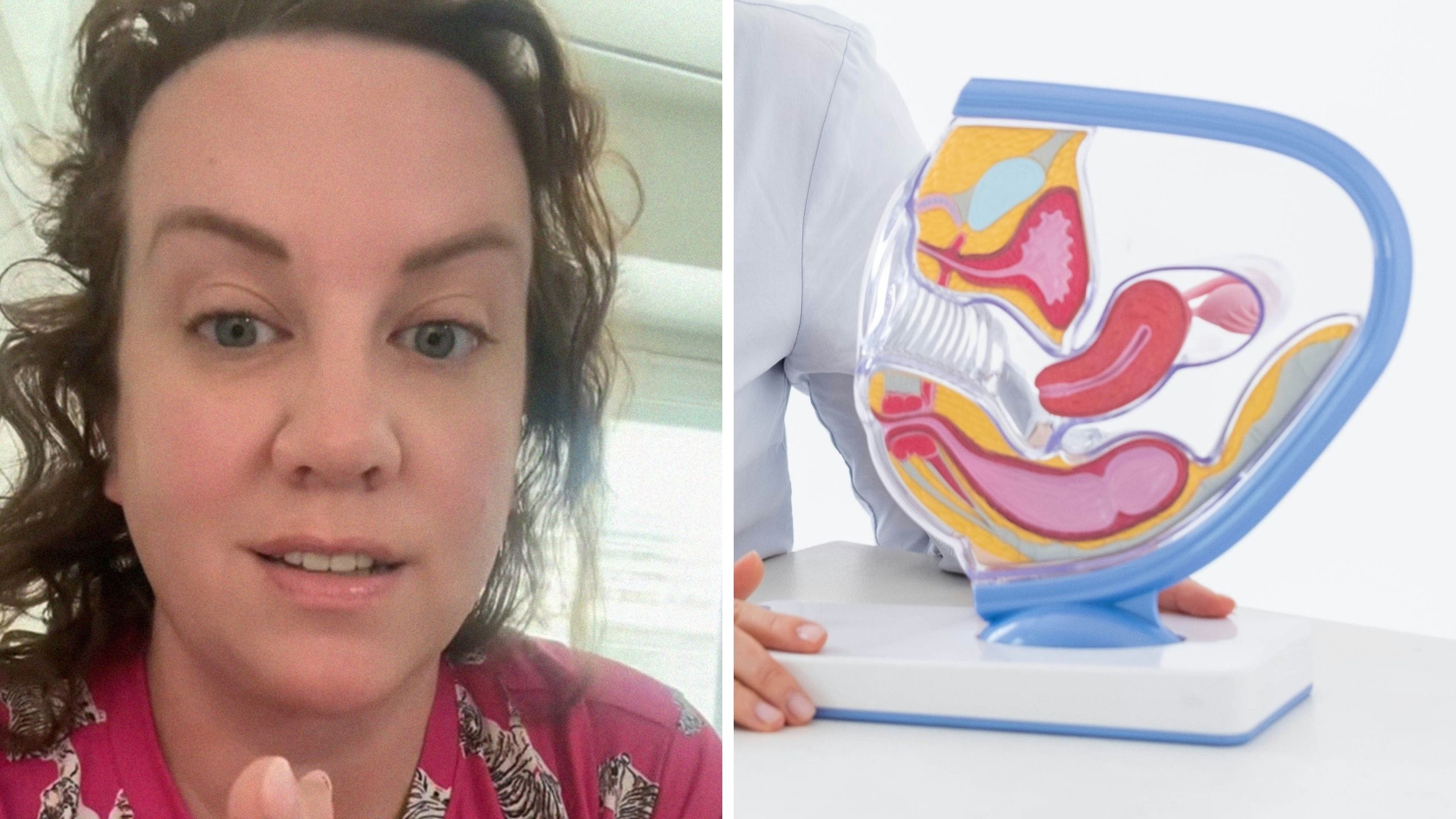 woman expresses her disgust (l) womens inside view (r)