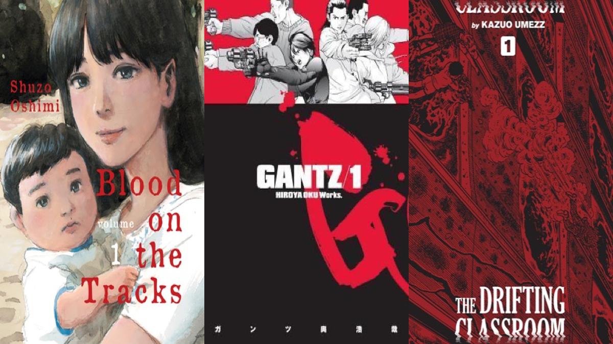 A collage of horror manga