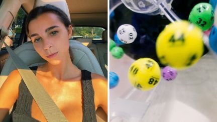 woman shares how she bought $1000 worth of powerball tickets (l) number balls (r)