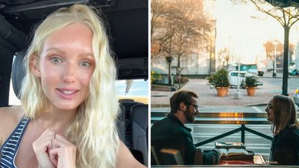 woman shares dating experience (l) couple on a date (r)