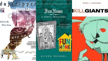 Cover art for three sad graphic novels