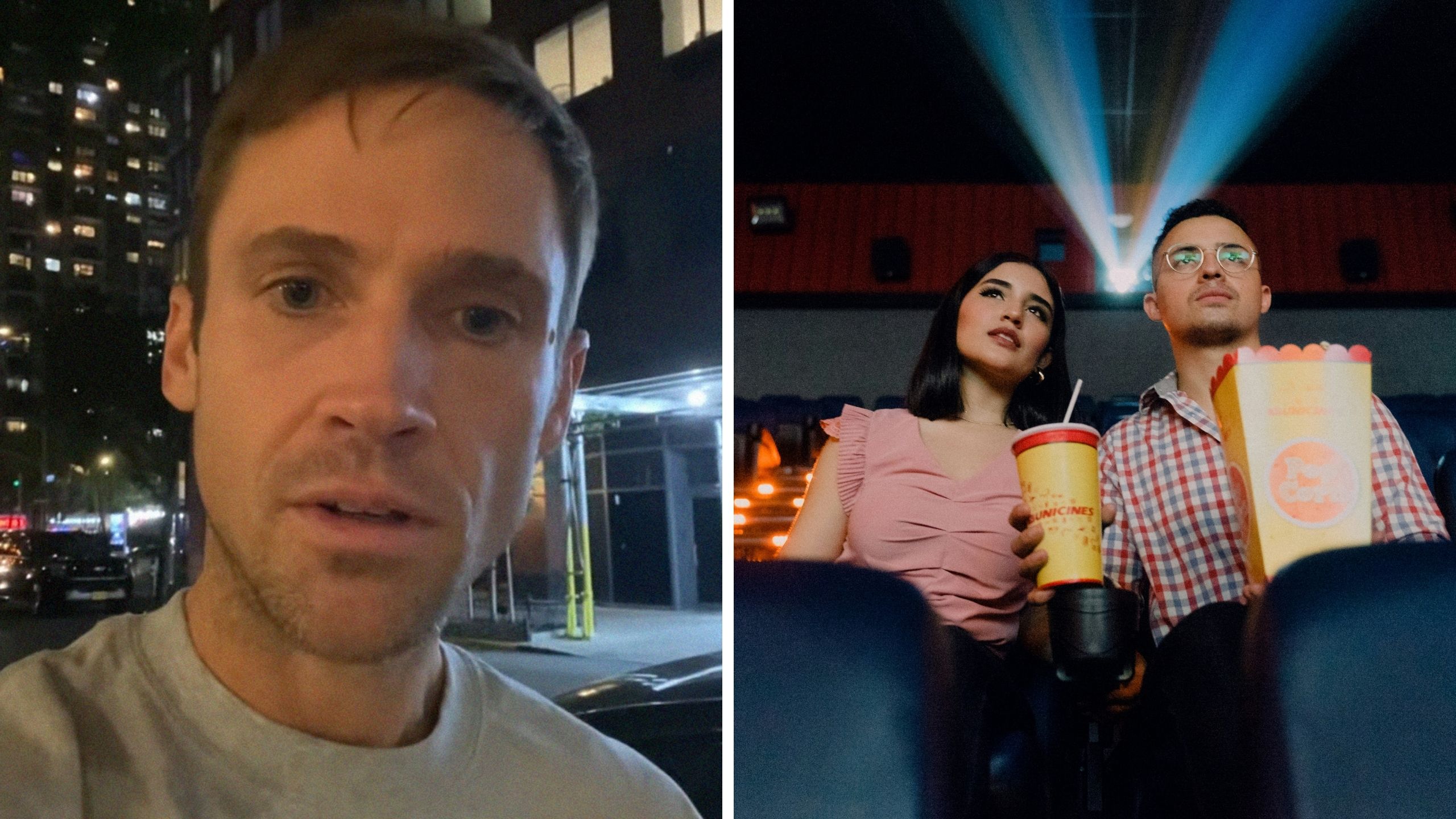 man shares dating experience (l) movie date (r)