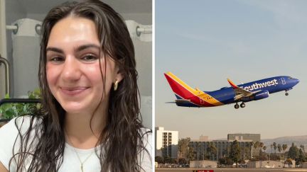 woman shares what happens in her flight (l) southwest plane (r)