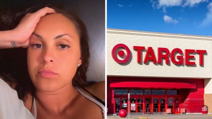 woman shares her target experience (l) target logo (r)